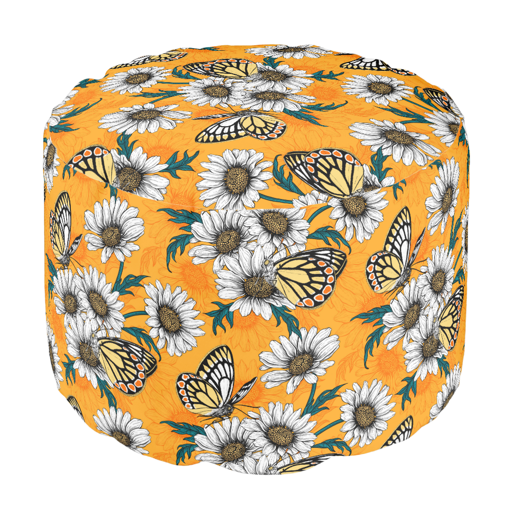 Jezebel butterflies and daisy flowers pouf
