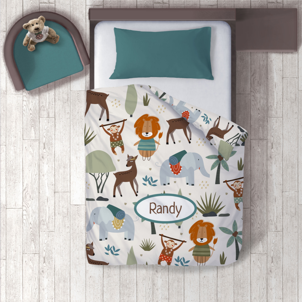 Cute Jungle Animals on Safari Duvet Cover
