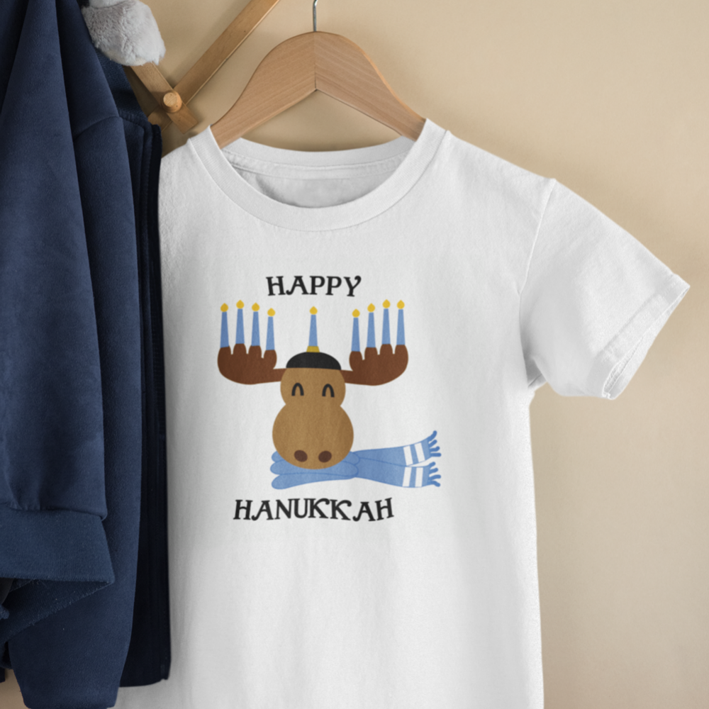 Happy Hanukkah Moose Menorah Baby T-Shirt
