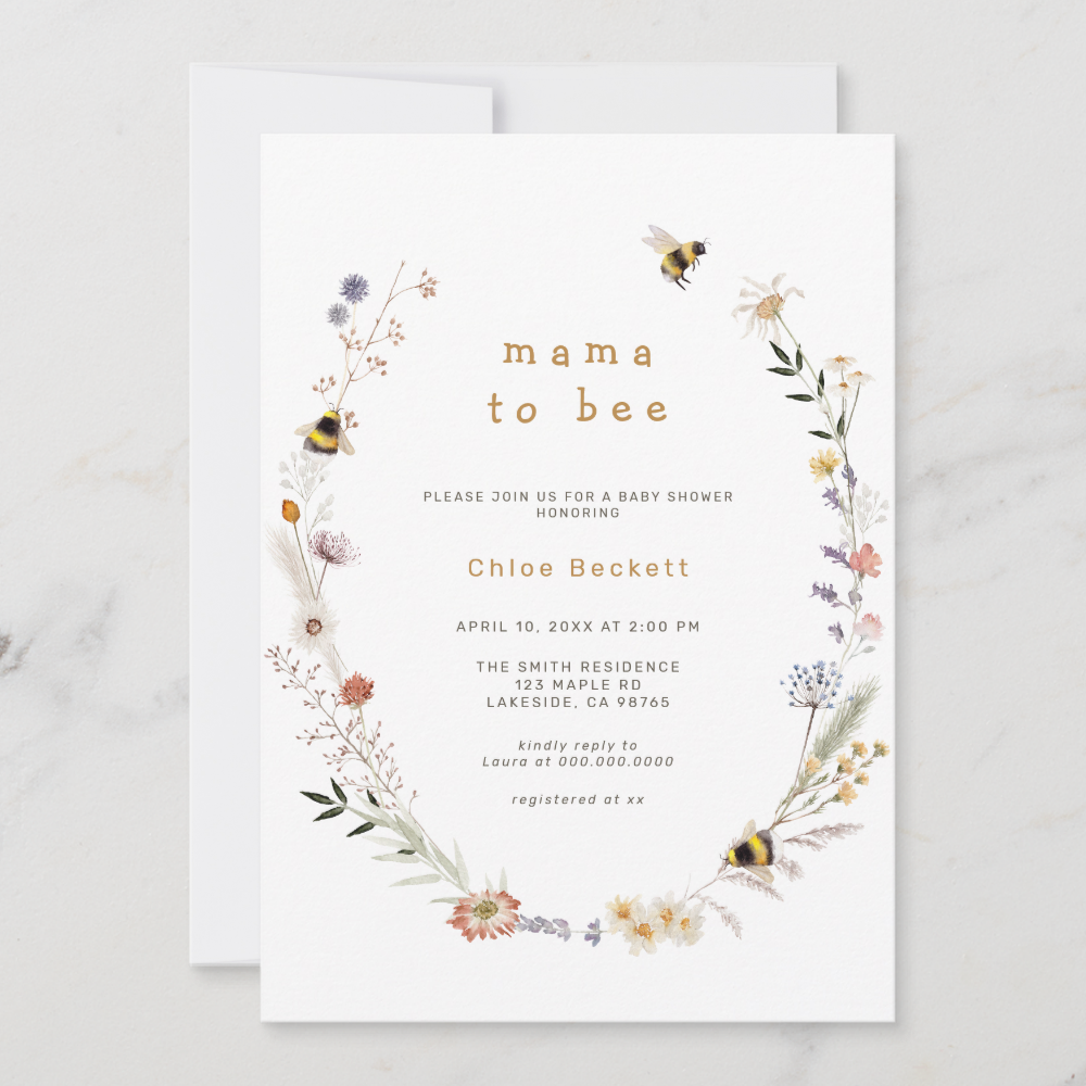 Mama to Bee Wildflower Baby Shower Invitation