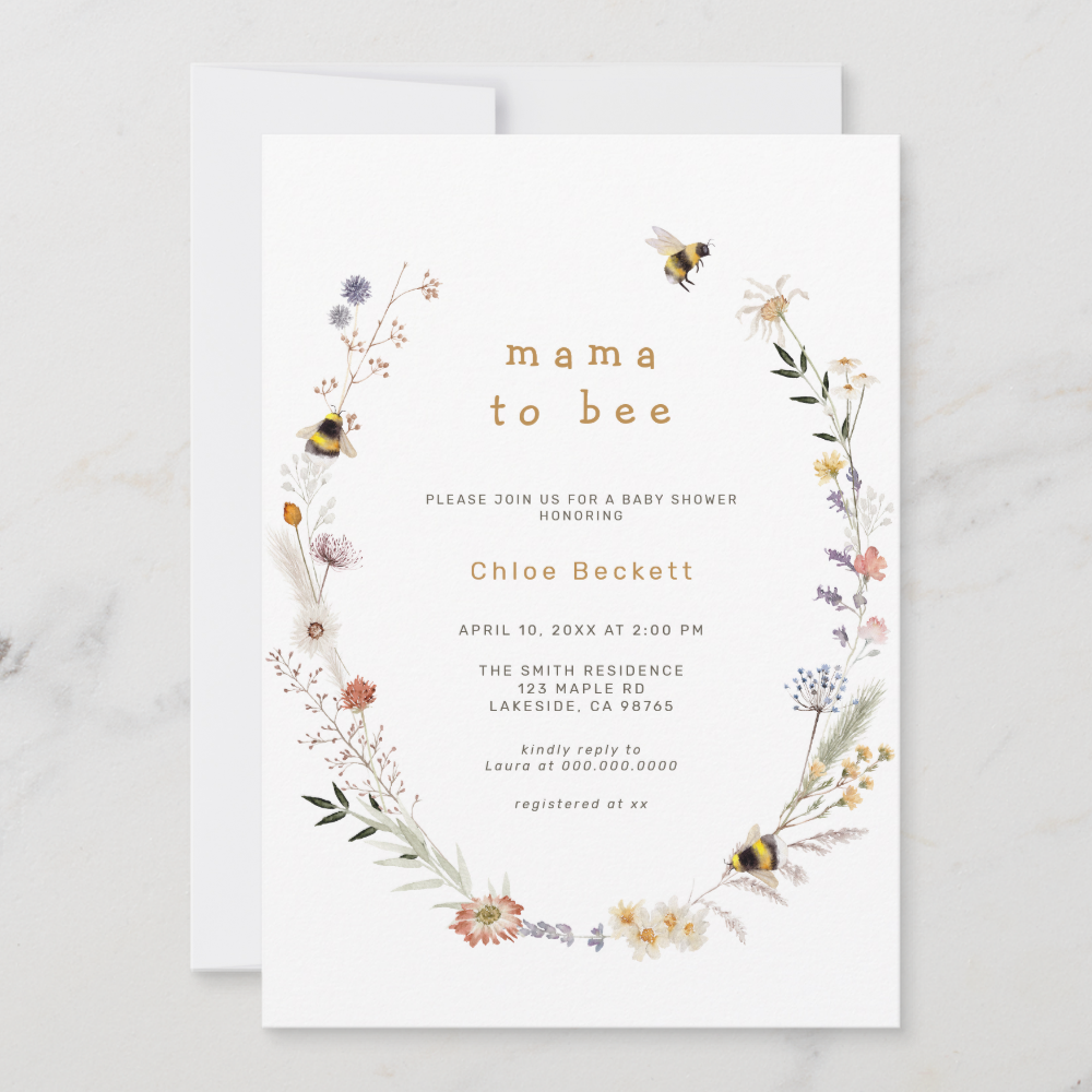 Mama to Bee Wildflower Baby Shower Invitation
