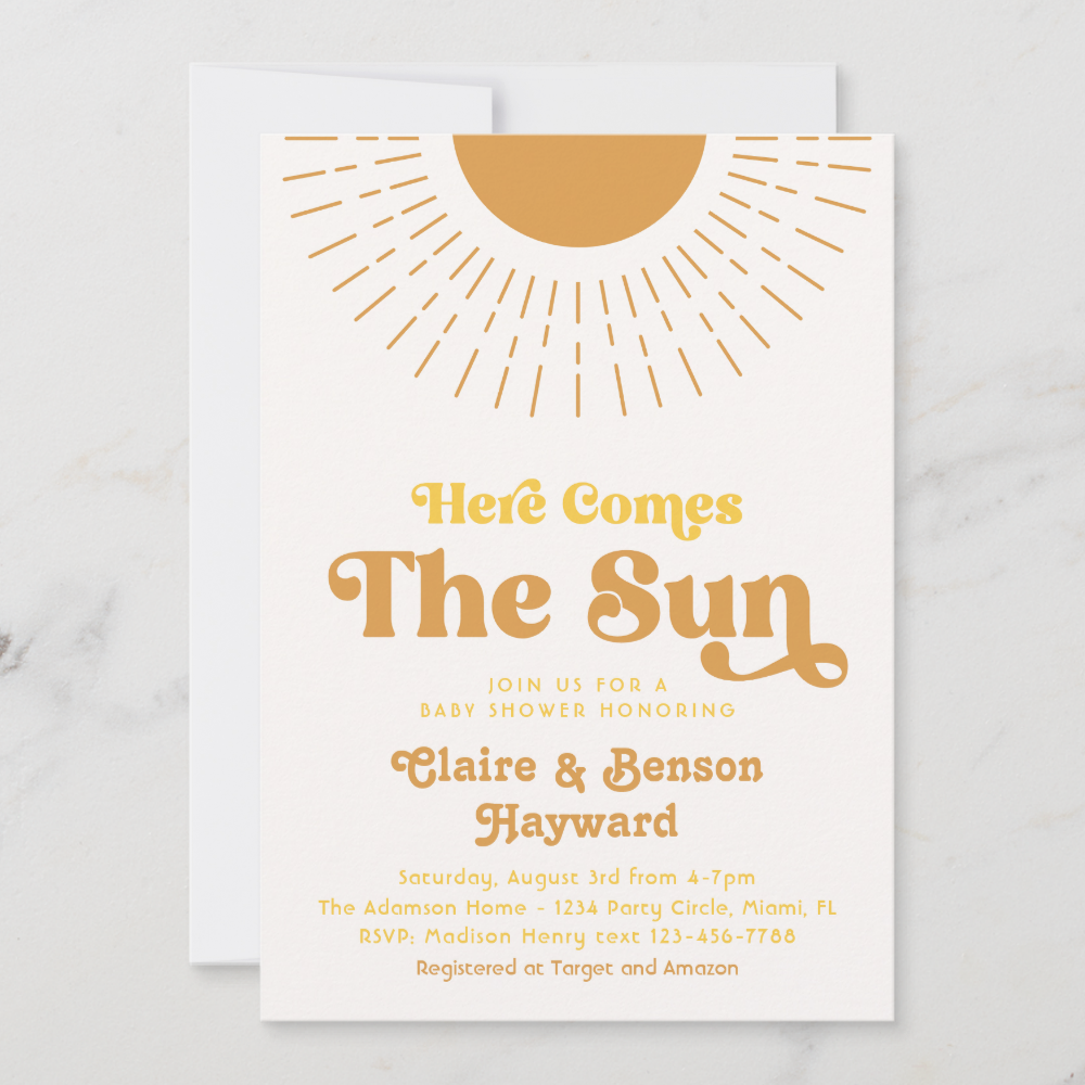 Here Comes the Sun Co-Ed Baby Shower Invitation