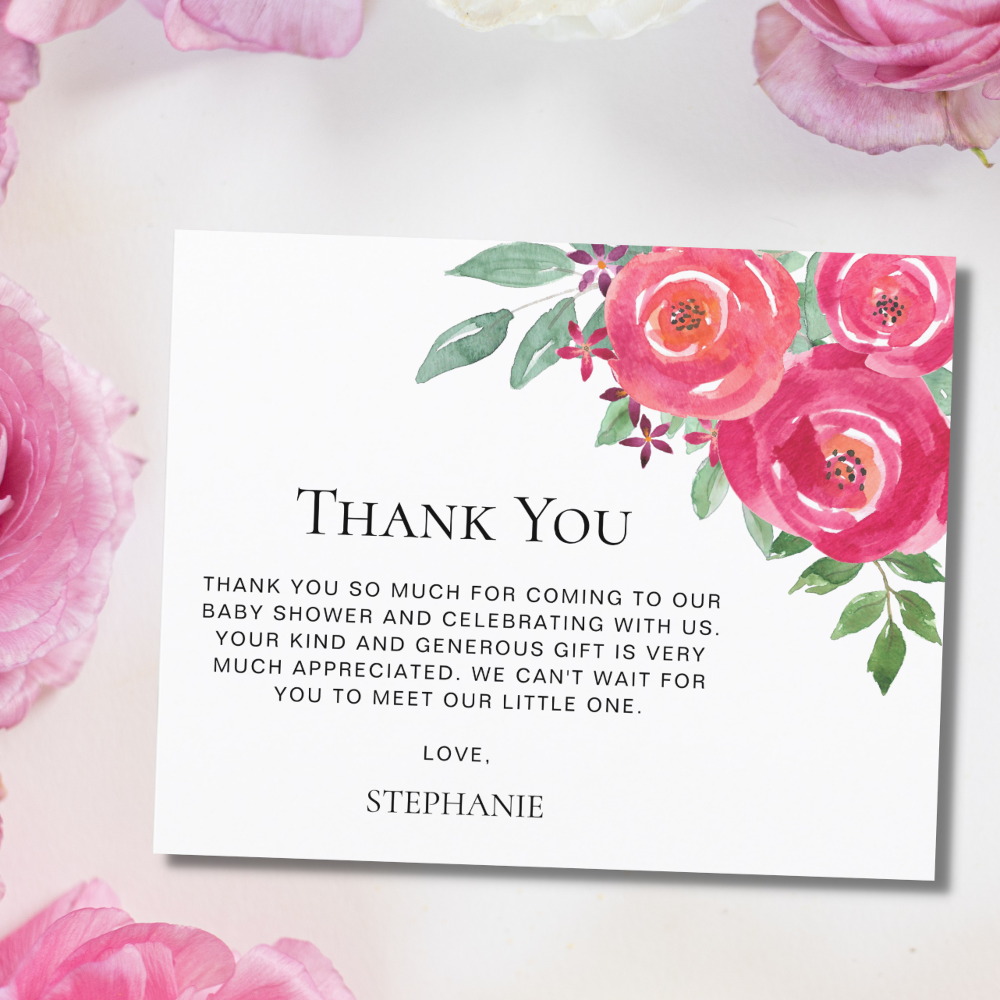 Budget Floral Watercolor Baby Shower Thank You
