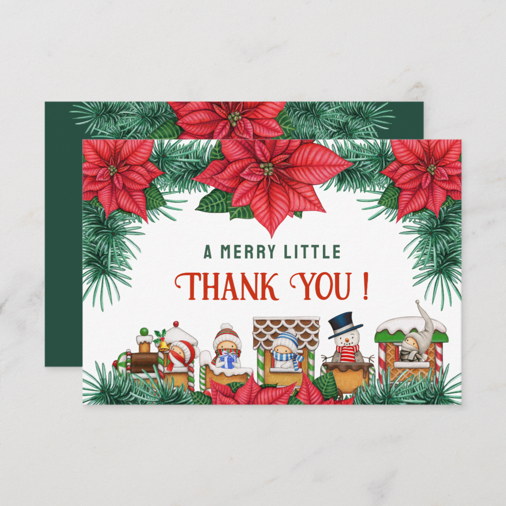 Merry Little Baby Shower Christmas Green Winter Thank You Card

