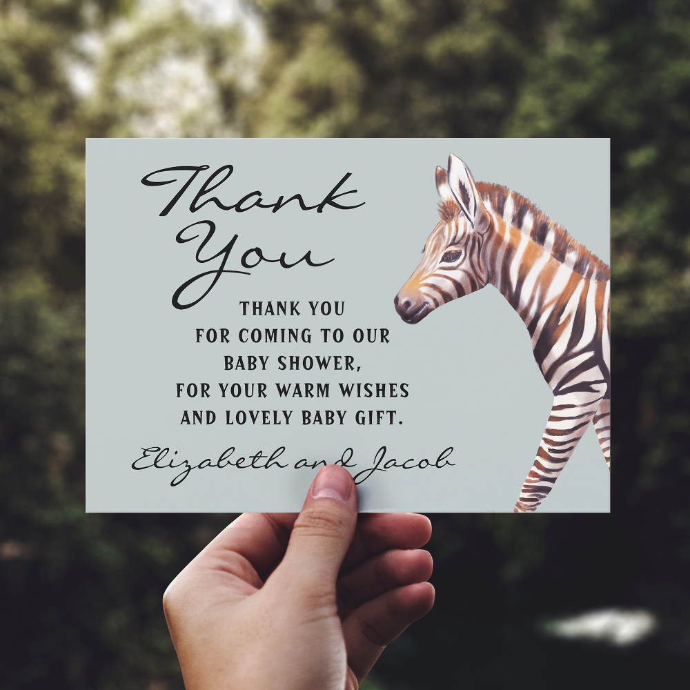 Baby Zebra Baby Shower Thank You Card
