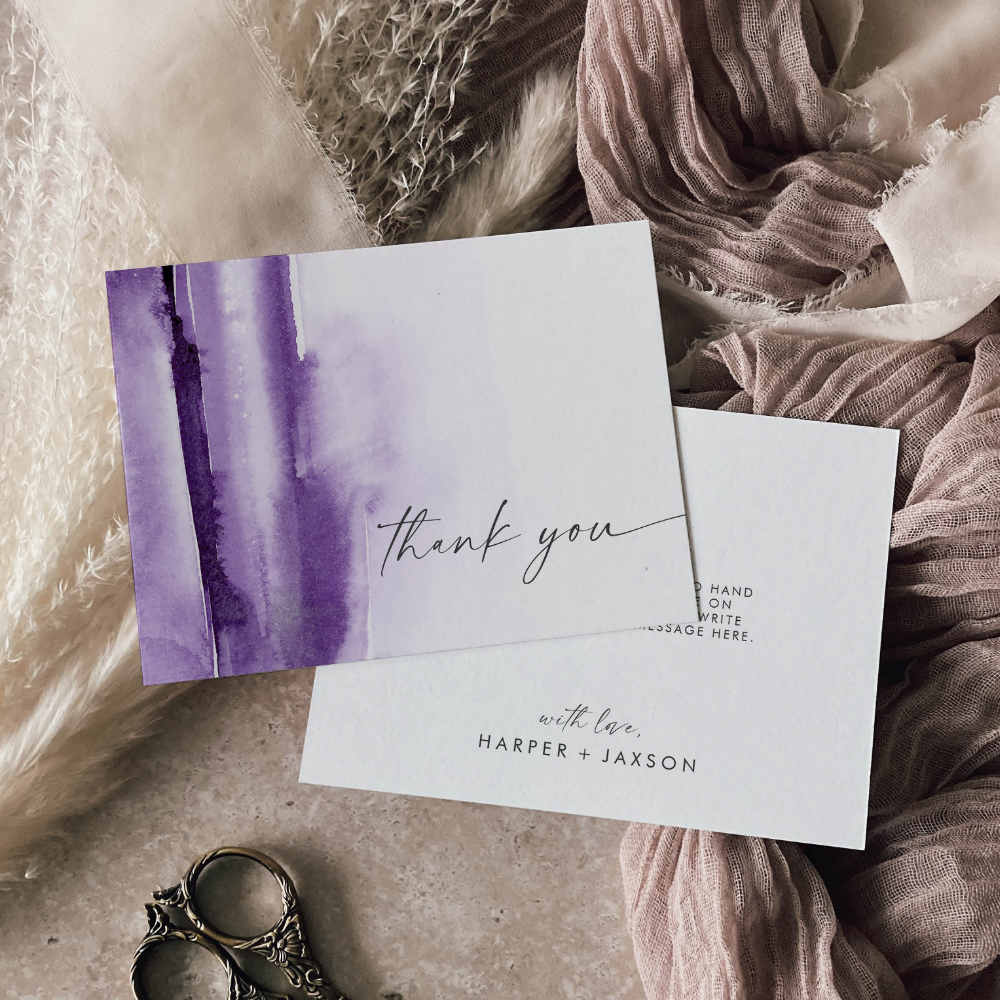 Modern Watercolor | Purple Thank You Card
