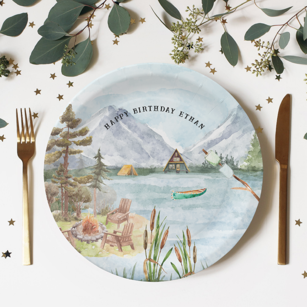 Happy Camper | Camping Birthday Party Paper Plates