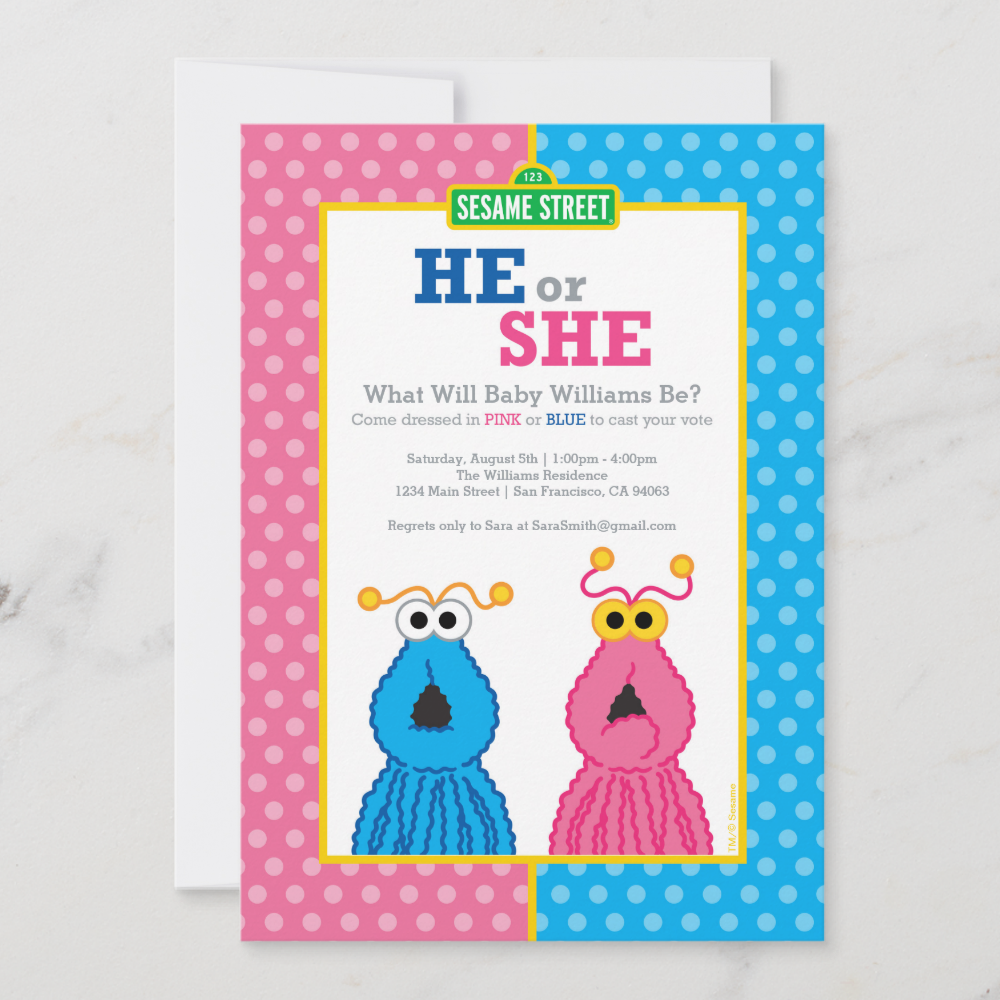 Yip-Yips Gender Reveal Invitation
