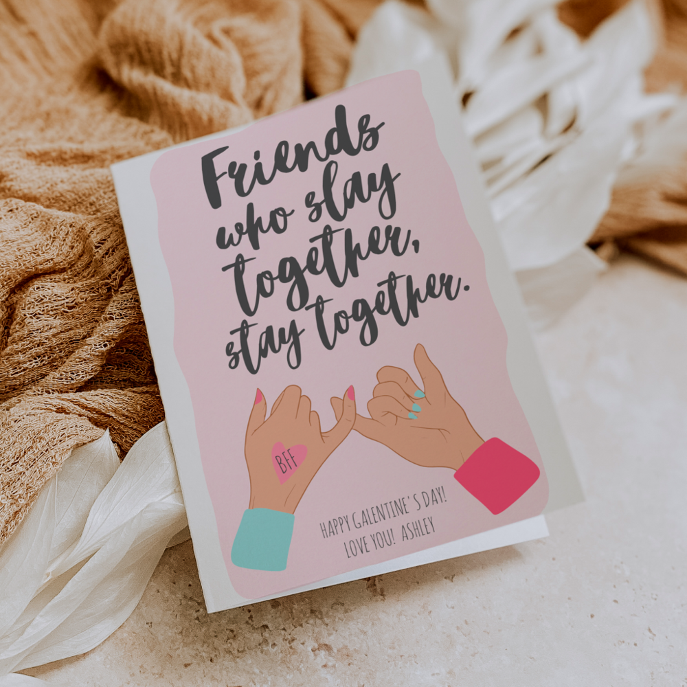 Funny quote pinkie galentine 3 photos collage card
