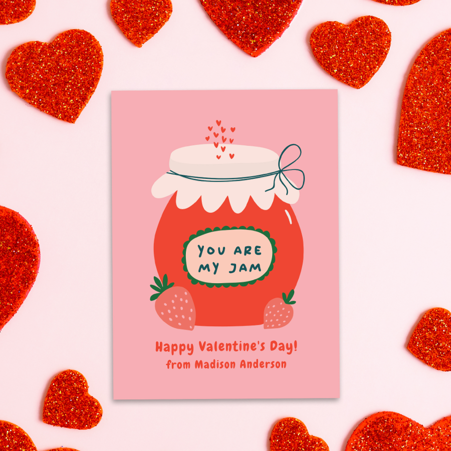 Cute You Are My Jam Classroom Valentine's Day Note Card
