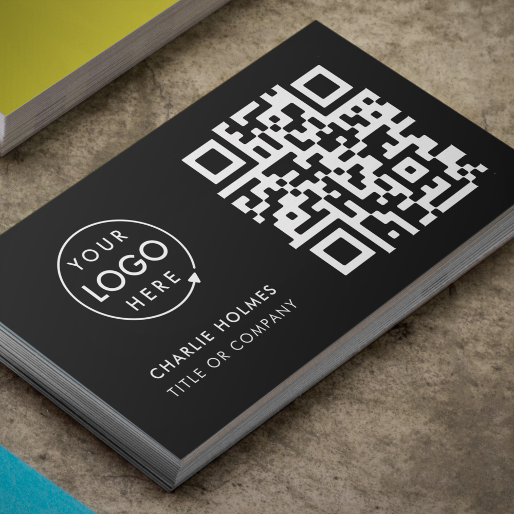 QR Code Business Logo | Black Modern Professional Business Card