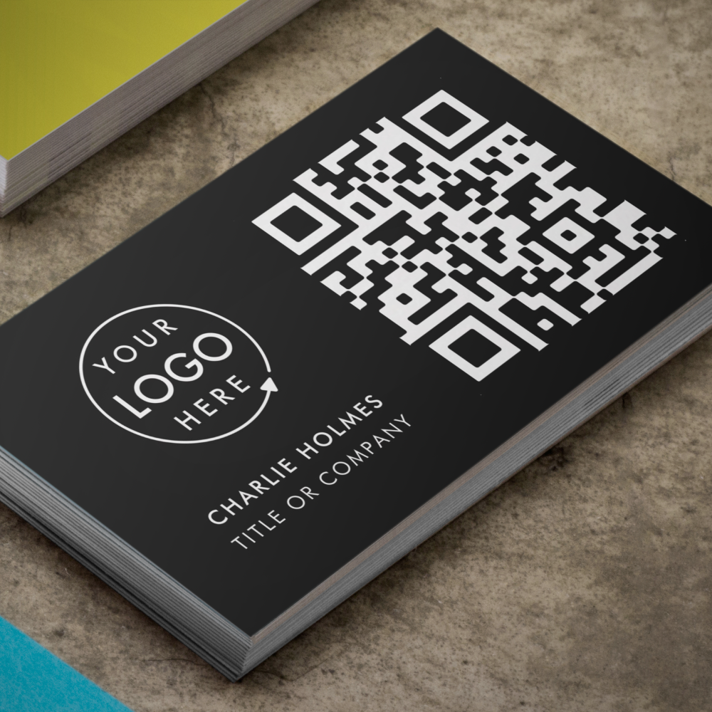 QR Code Business Logo | Black Modern Professional Business Card
