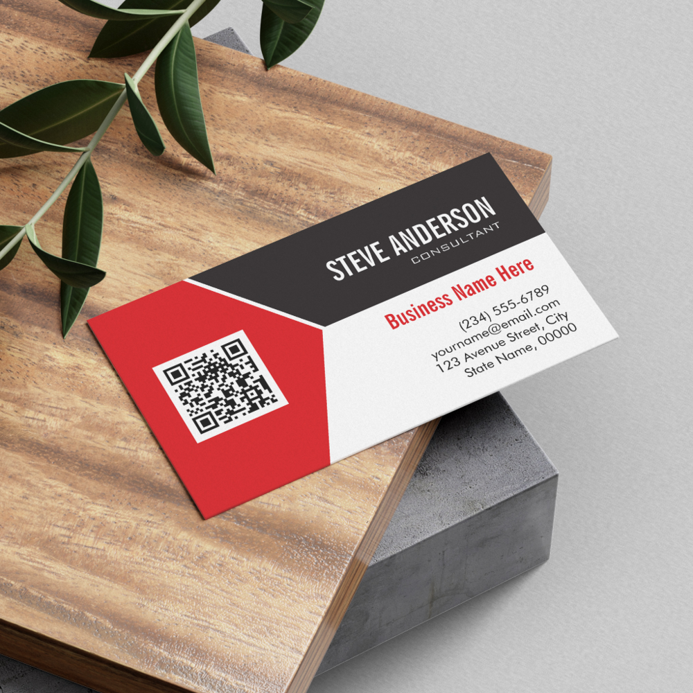 Professional Modern Red - Corporate QR Code Logo Business Card