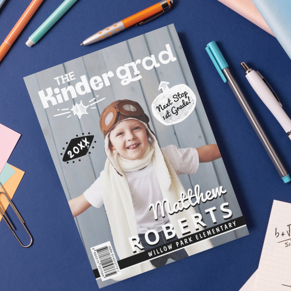 Kinder Grad Fun Kindergarten Photo Magazine Cover Announcement
