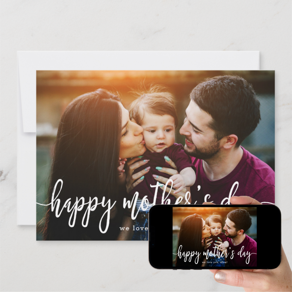 Elegant Text Photo Mother's Day Card