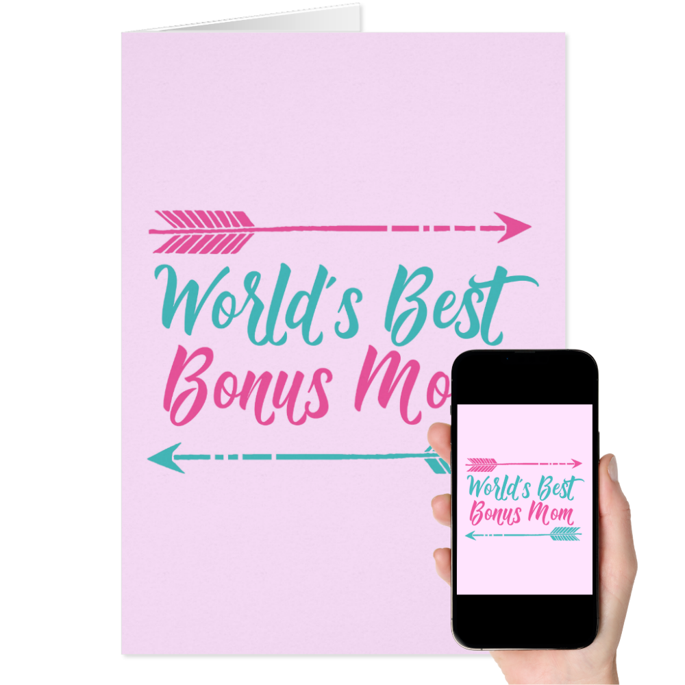 World's Best Bonus Mom Happy Mother's Day Pink