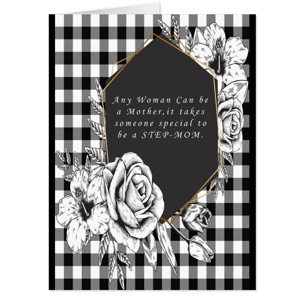 Stepmom Mothers Day Black White Rose And Hibiscus Card

