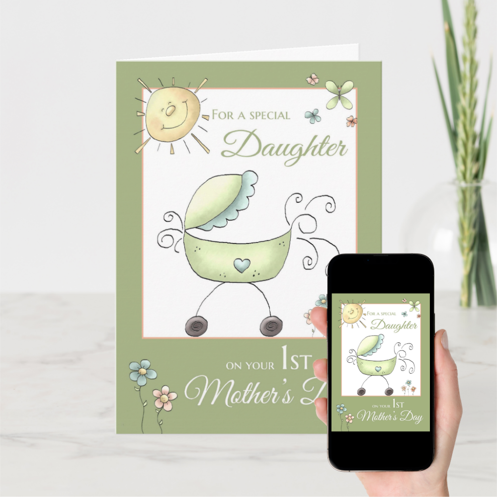 1st Mother's Day - Special Daughter - Baby Carriag Card
