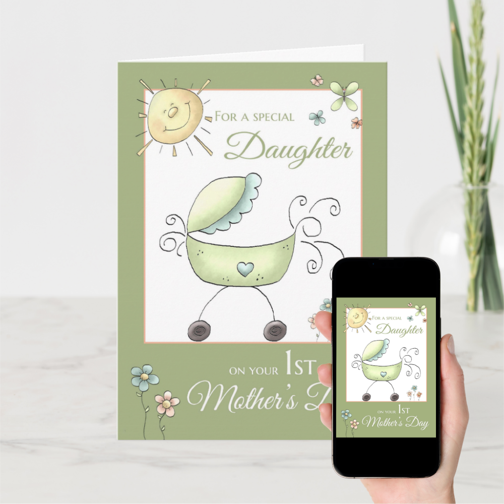 1st Mother's Day - Special Daughter - Baby Carriag Card