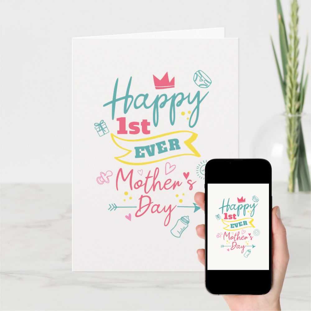 1st Ever Mothers Day Cute Modern First Mom Card