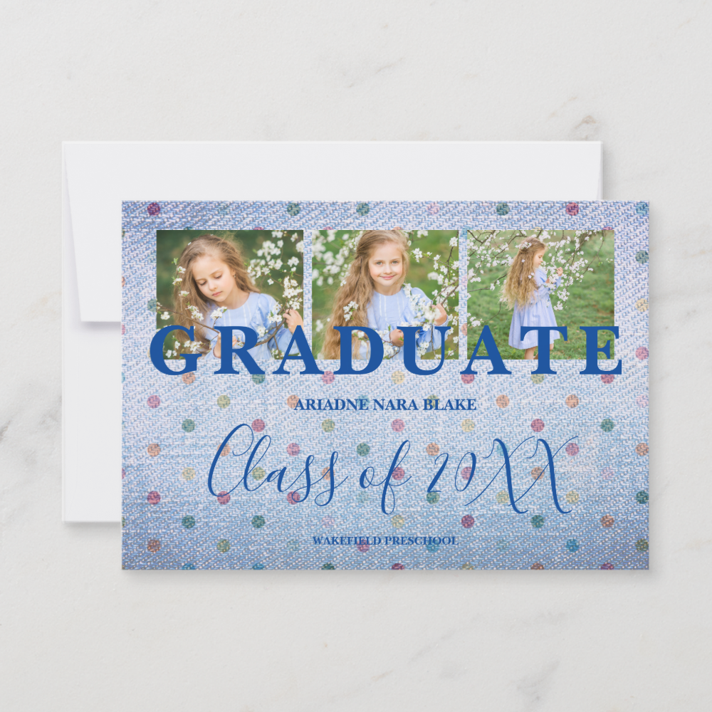 Polka Dots Pre-K Graduate Three Photos Blue Jeans