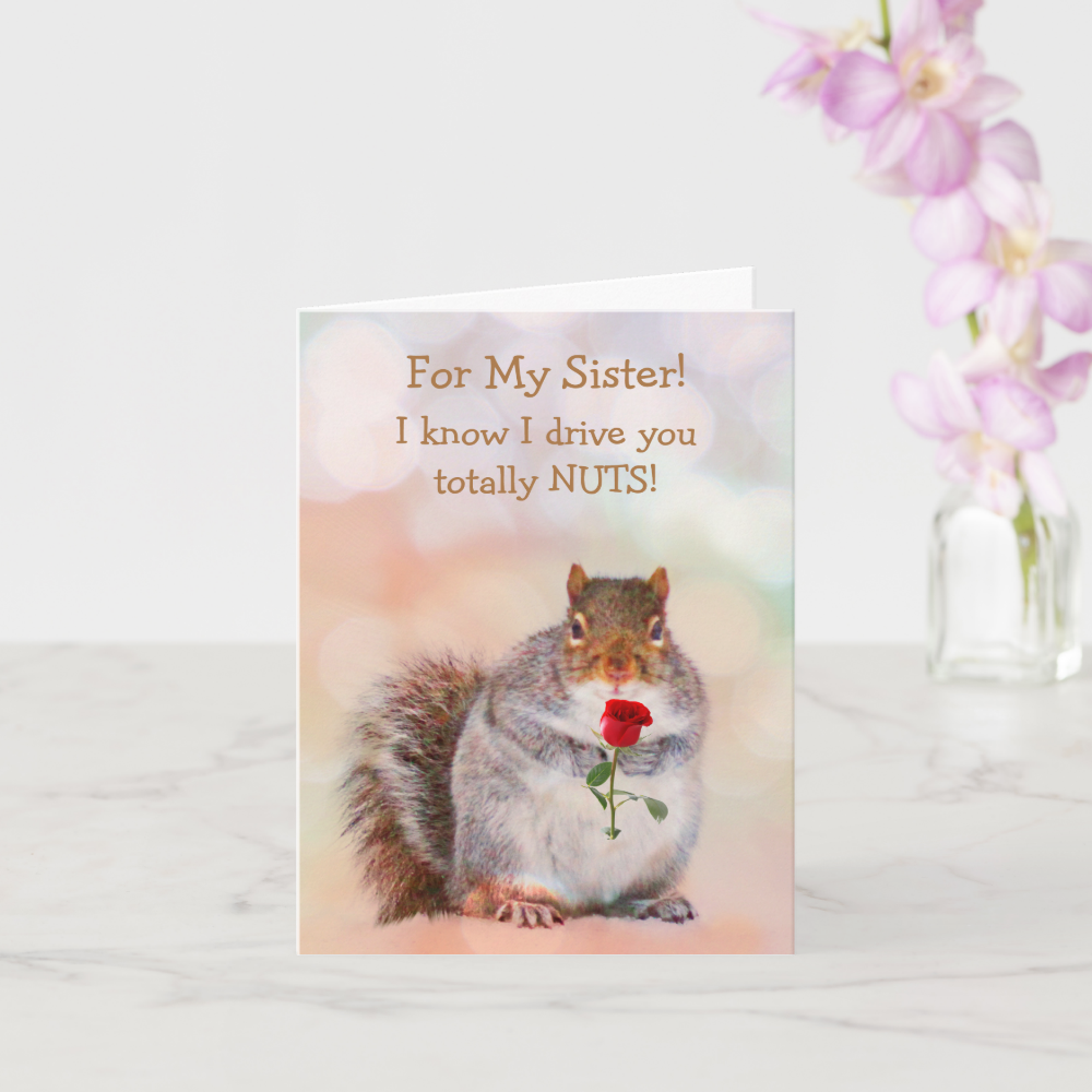 For Sister Funny Squirrel Birthday Card
