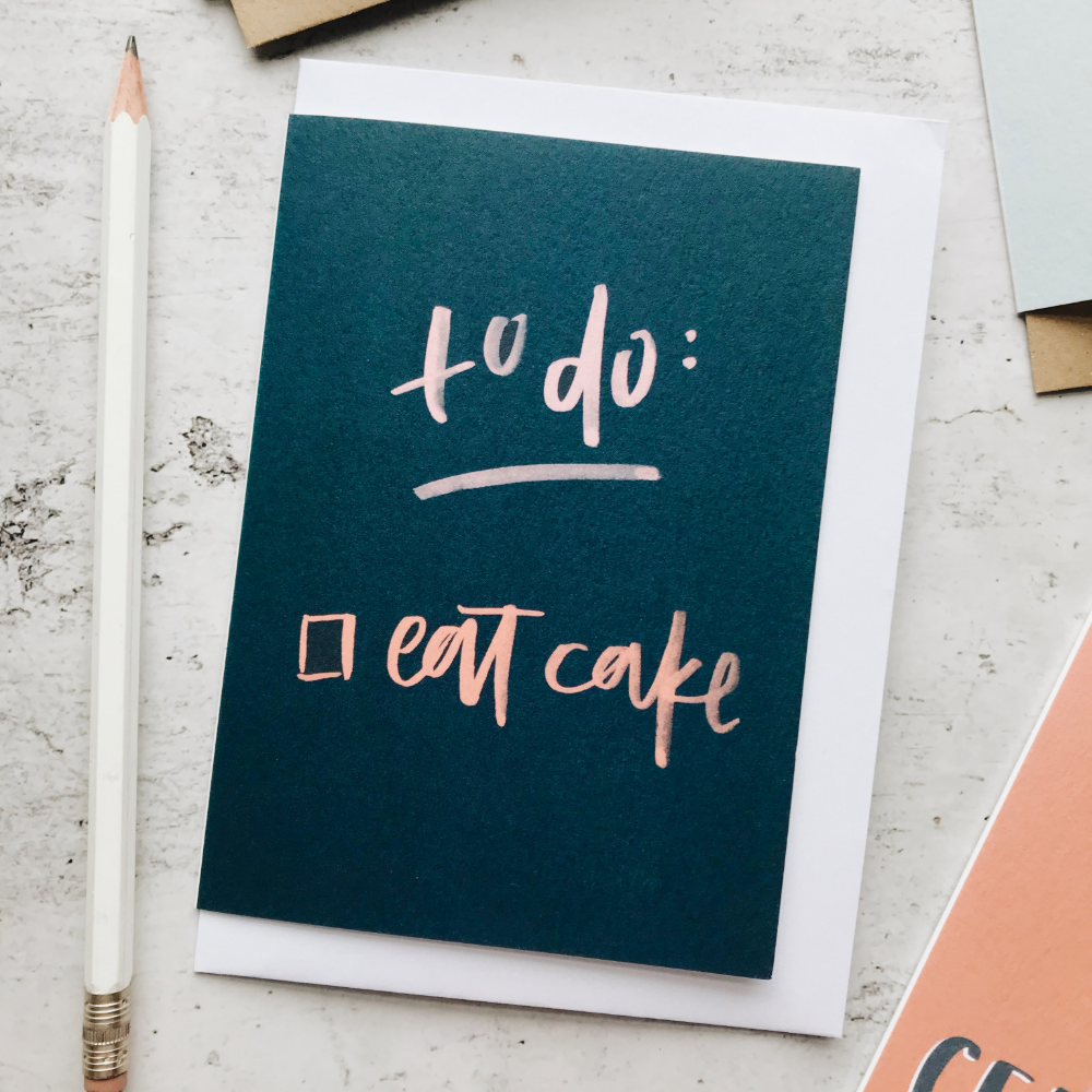 To Do Eat Cake Blue Birthday Card