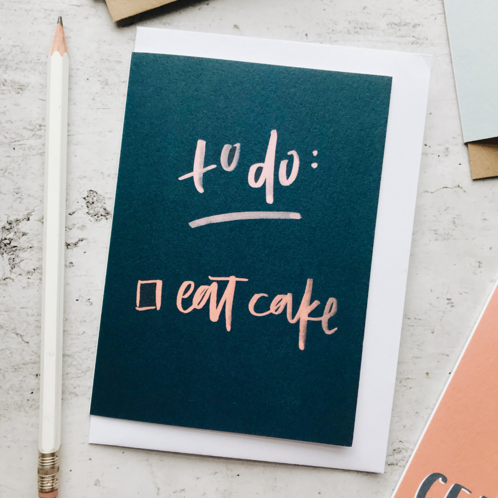 To Do Eat Cake Blue Birthday Card
