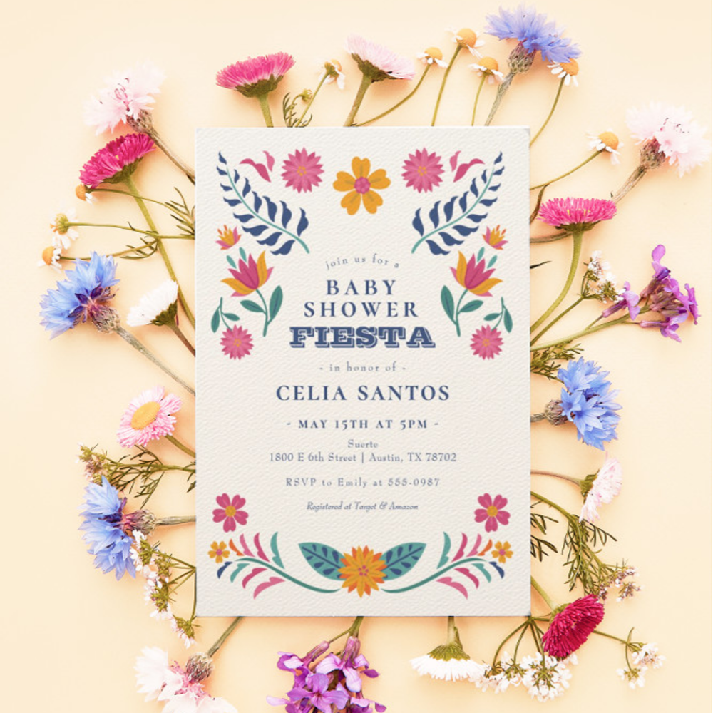 Pink Yellow Mexican Fiesta Baby Shower Invitation
