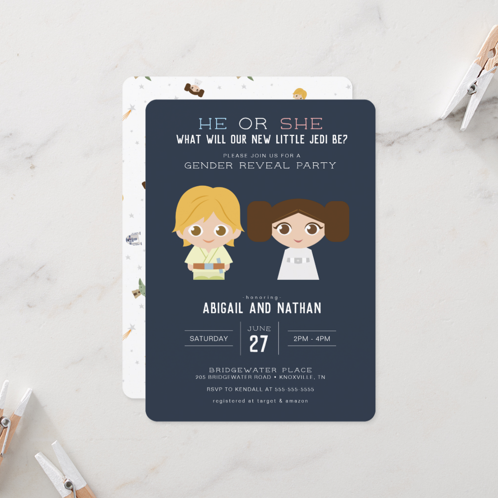 He or She? Luke or Leia Gender Reveal Baby Shower Invitation
