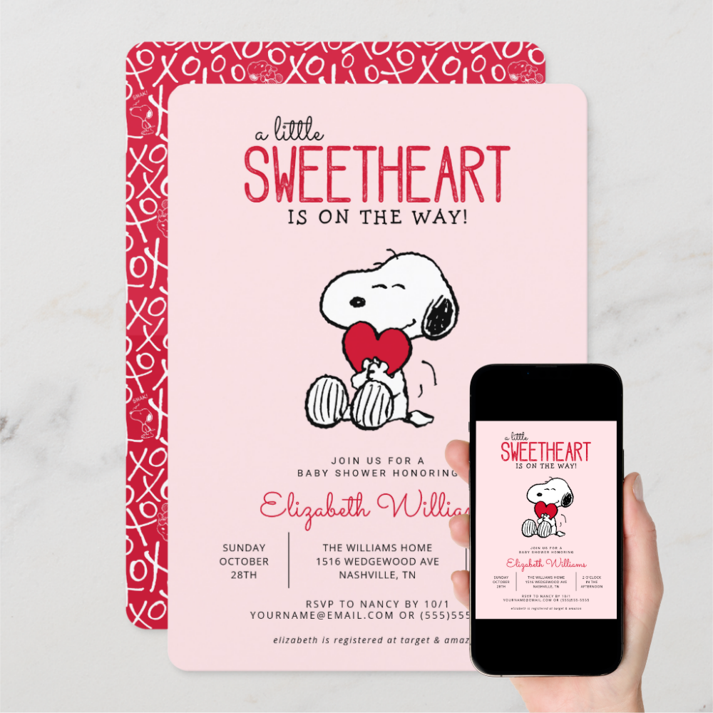 Snoopy | Sweetheart Baby Shower Invitation
