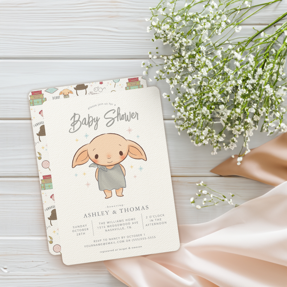 Simple Harry Potter - Dobby Baby Shower Invitation
