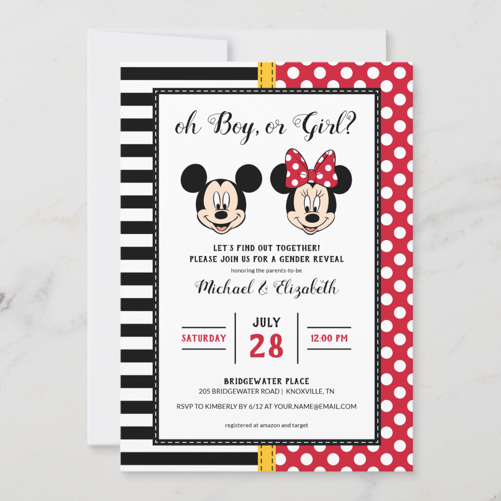Mickey & Minnie | Boy or Girl - Gender Reveal Invitation