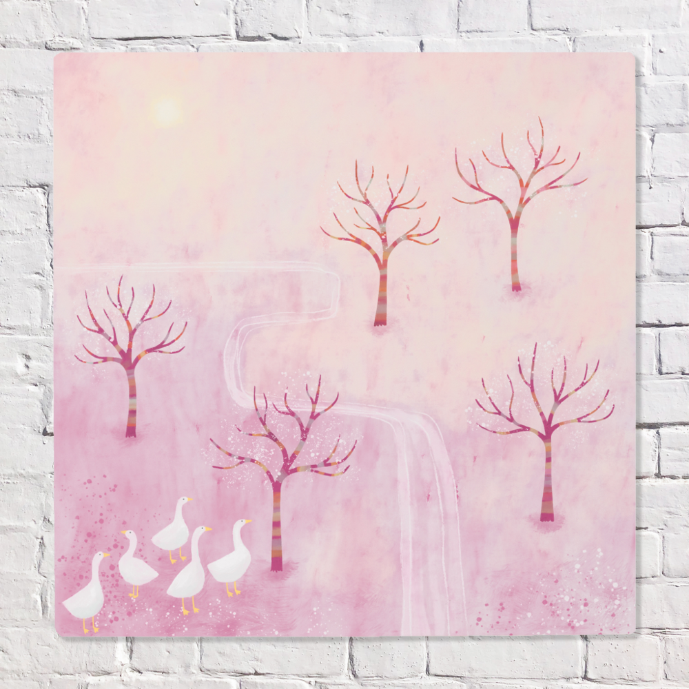 Pink Landscape Painting Metal Print