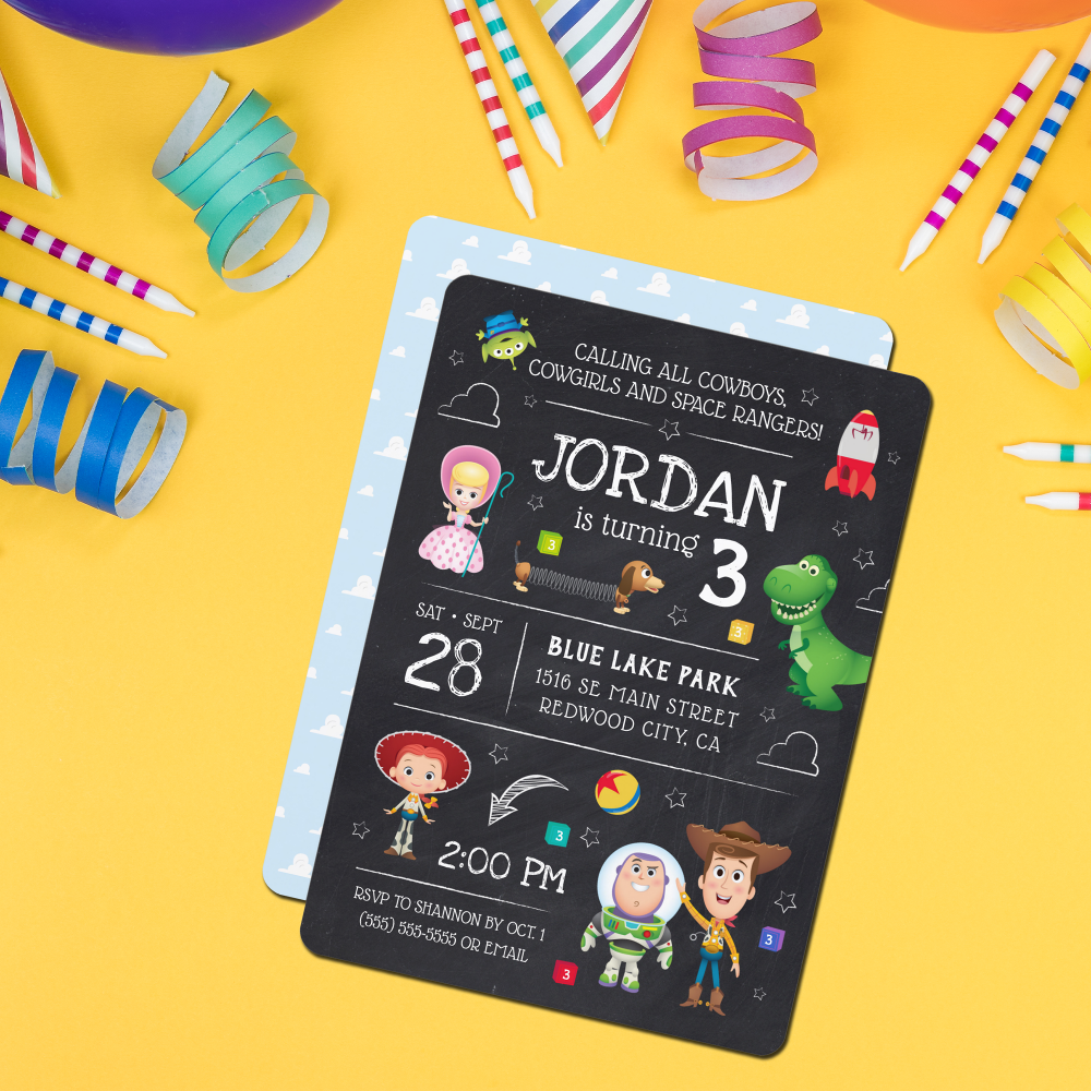 Toy Story Chalkboard Birthday Invitation
