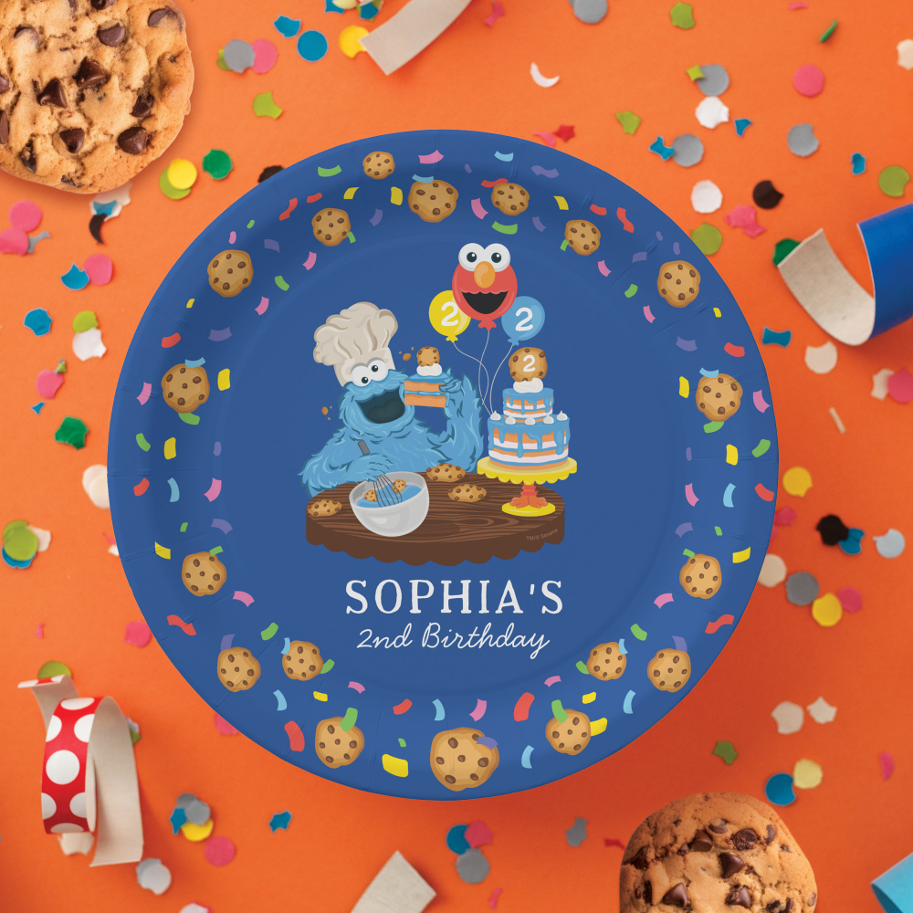 Sesame Street | Cookie Monster Birthday Cake Paper Plates
