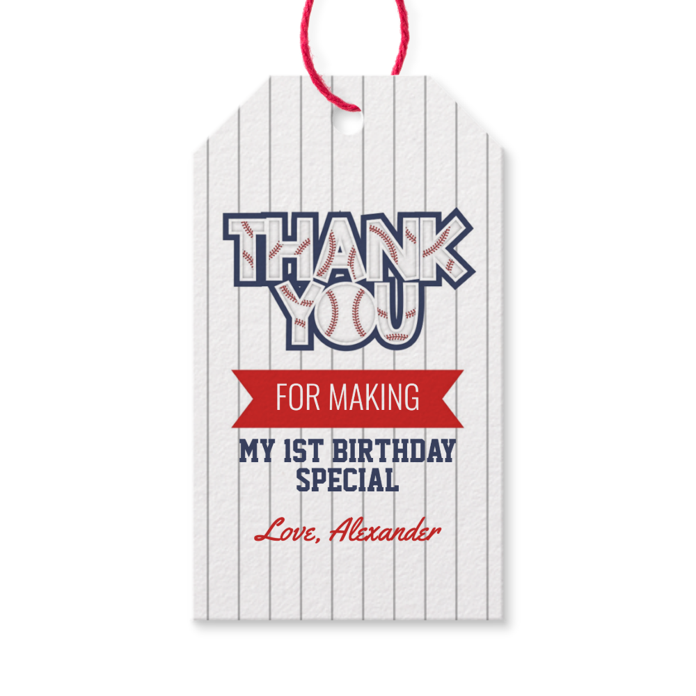 Baseball Birthday Gift Tag
