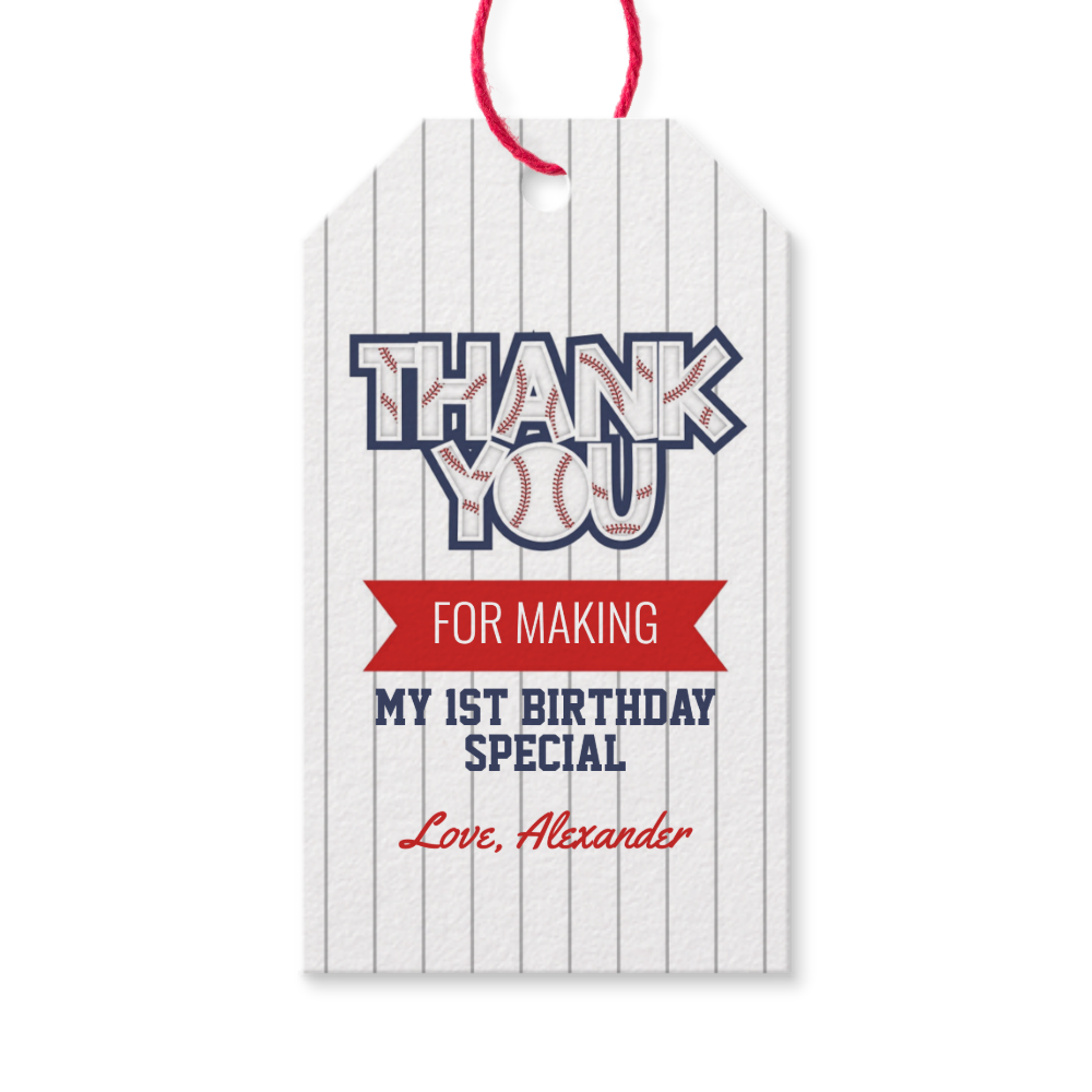 Baseball Birthday Gift Tag