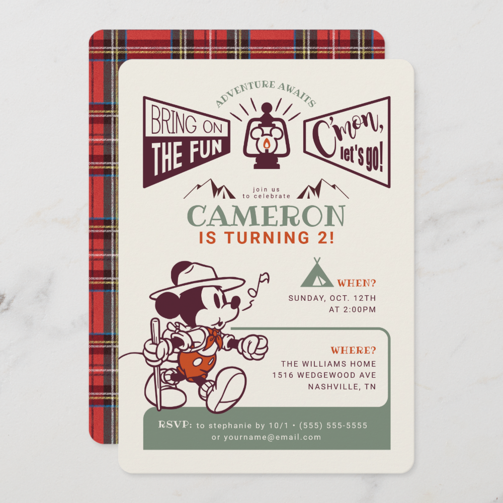 Mickey Mouse | Adventure Awaits Camp Birthday Invitation
