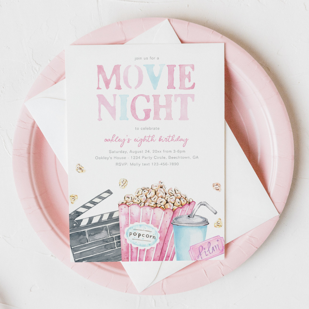 Movie Night Birthday Invitation | Movie Party
