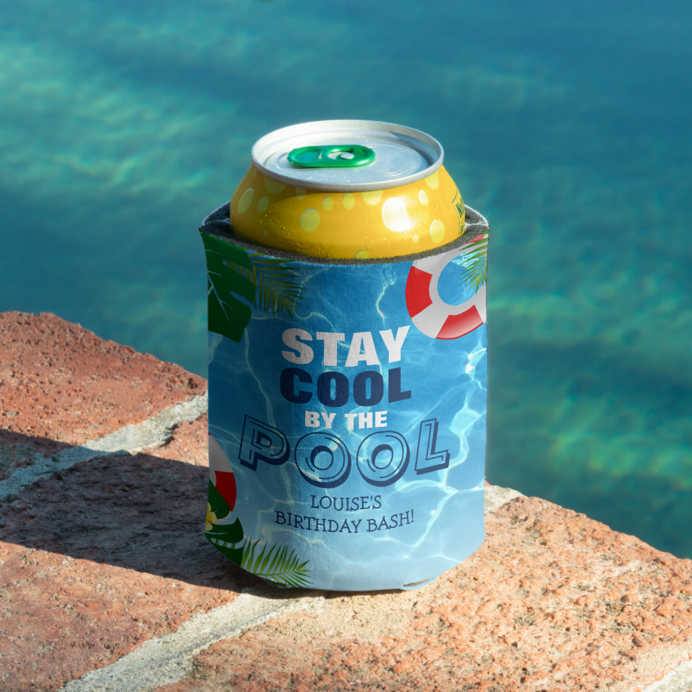 Stay Cool By the Pool Birthday Personalized Can Cooler
