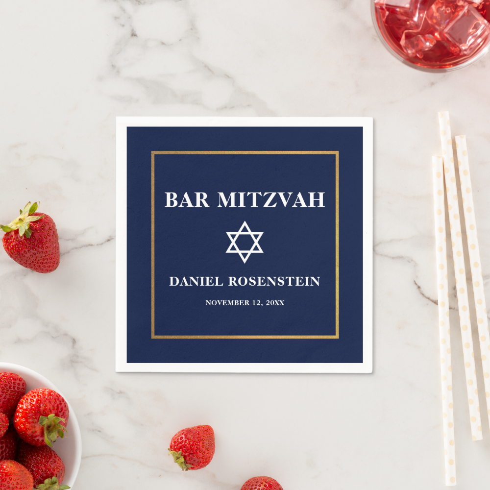 Bar Mitzvah Blue and Gold Napkins