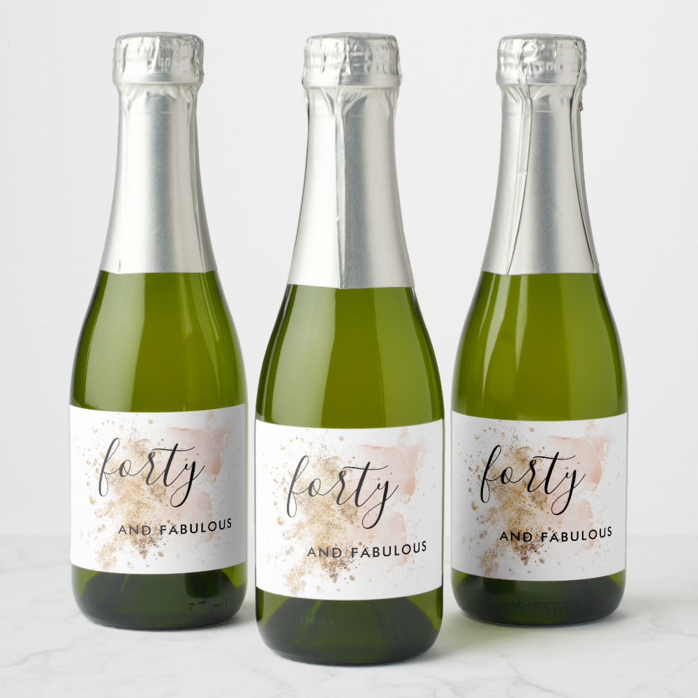 Pink & Gold 40th Birthday Sparkling Wine Label