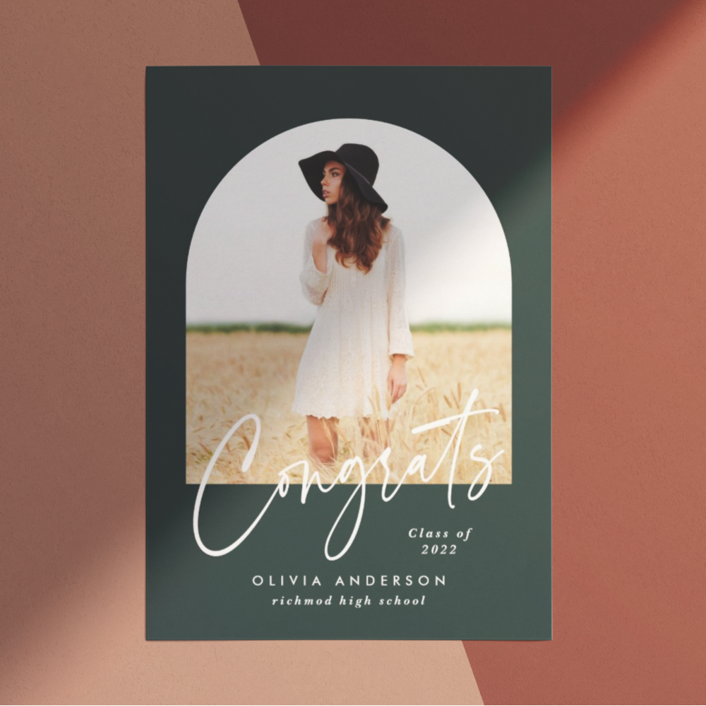 Modern elegant 1 photo typography green graduation