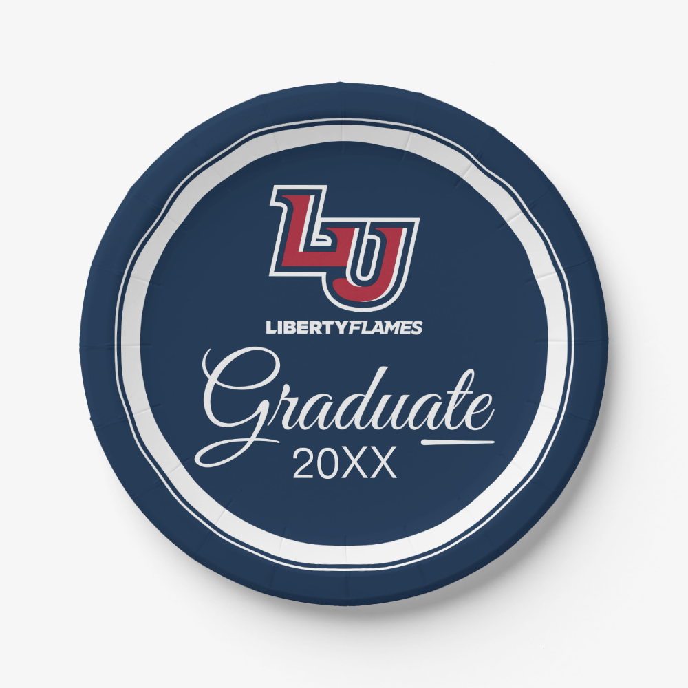 Graduation | Liberty Flames Letters Paper Plates