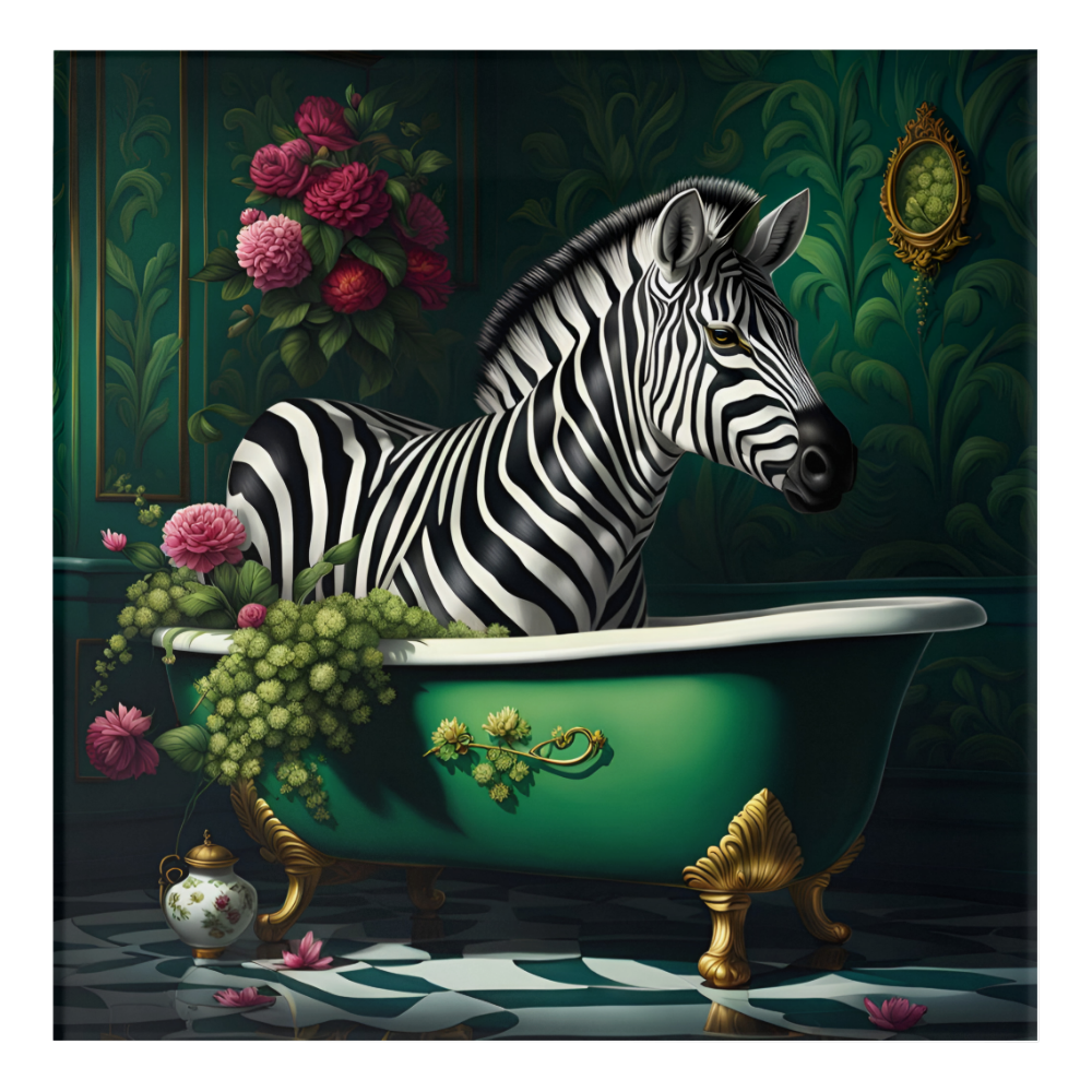 Zebra in a Bathtub Acrylic Print