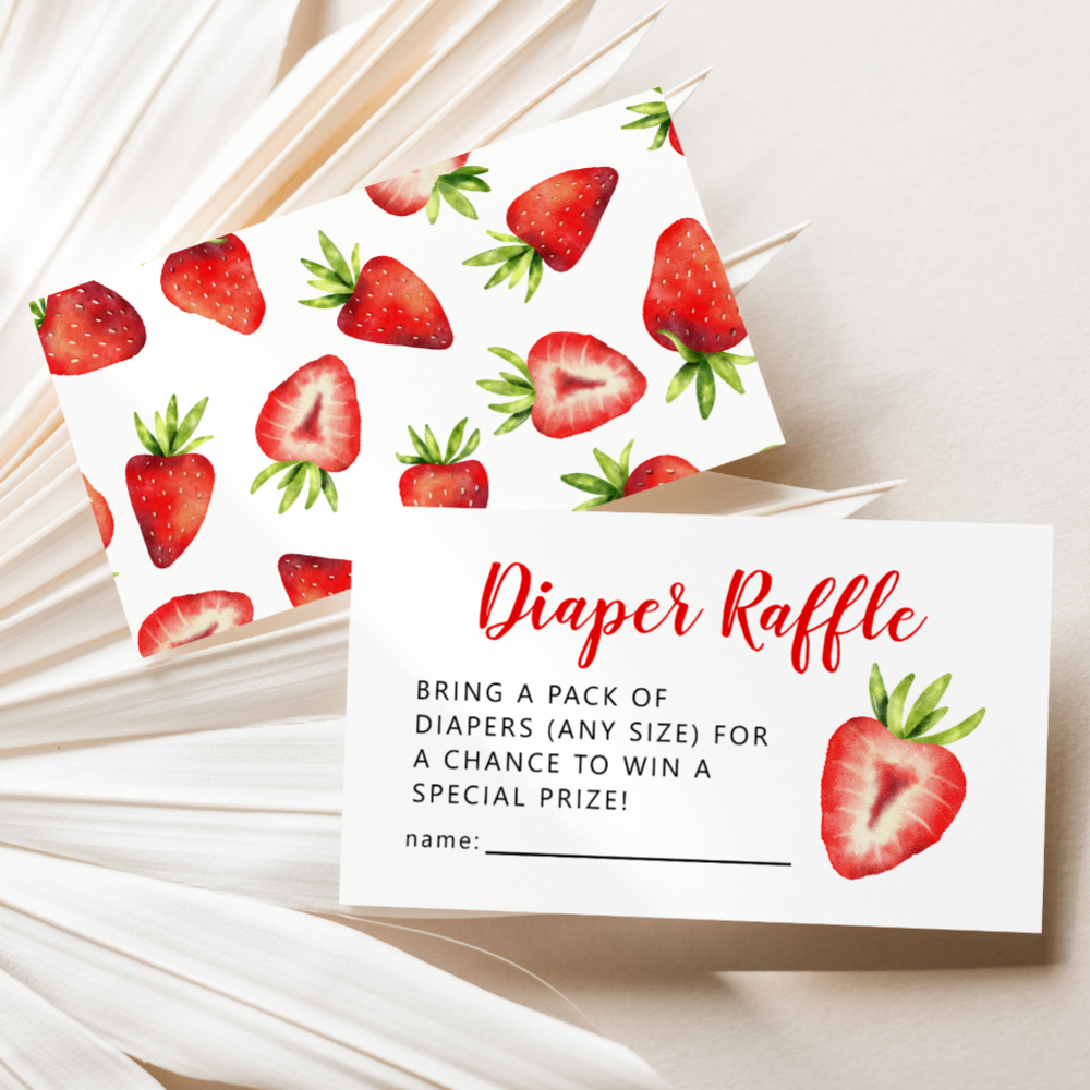 Sweet Strawberry Baby Shower Diaper Raffle Ticket Enclosure Card