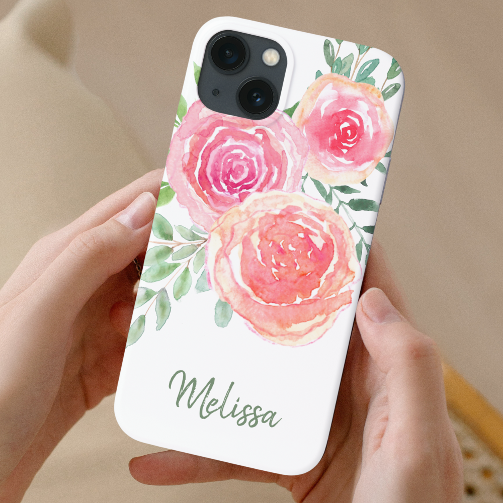 Personalized Pink Watercolor Floral Case-Mate iPhone Case
