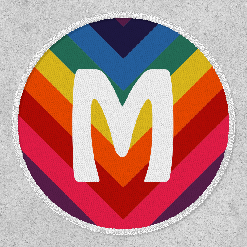 Awesome Retro Rainbow Chevron Monogram Patch