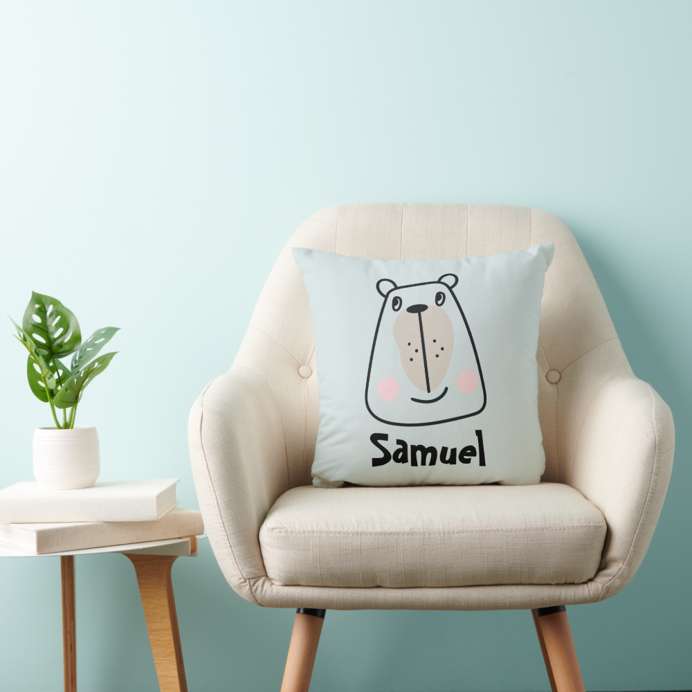 Cute little funny bear personalized throw pillow
